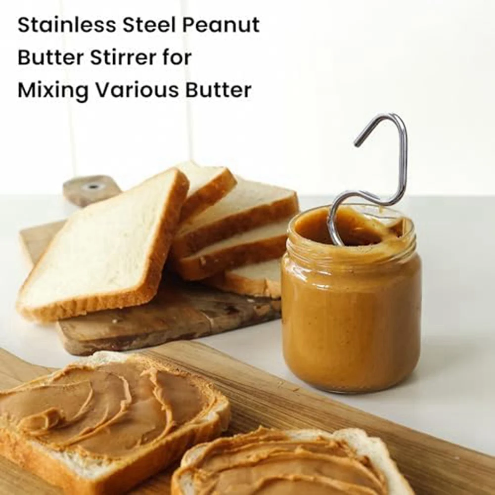 Peanut Butter Stirrer, Stainless Steel Peanut Nut Butter Mixer Stirring Jam Stirring Peanut Butter Mixer Tool