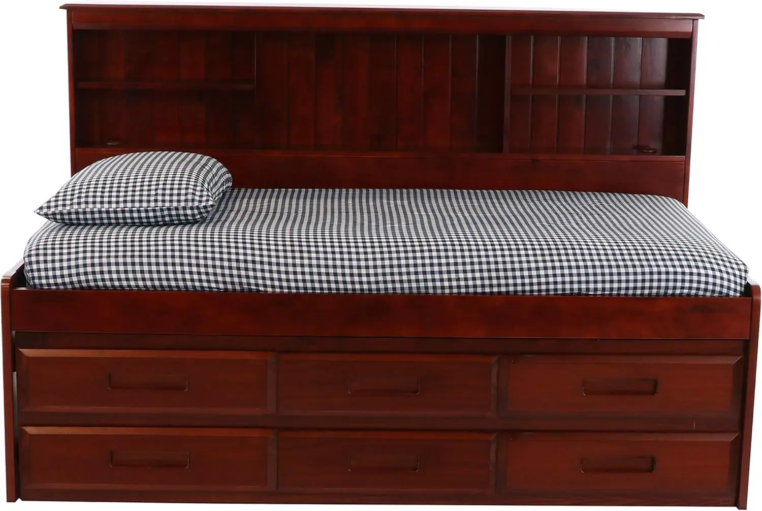 

Twin Bookcase Day Bed With 6 Drawers In Merlot Finish