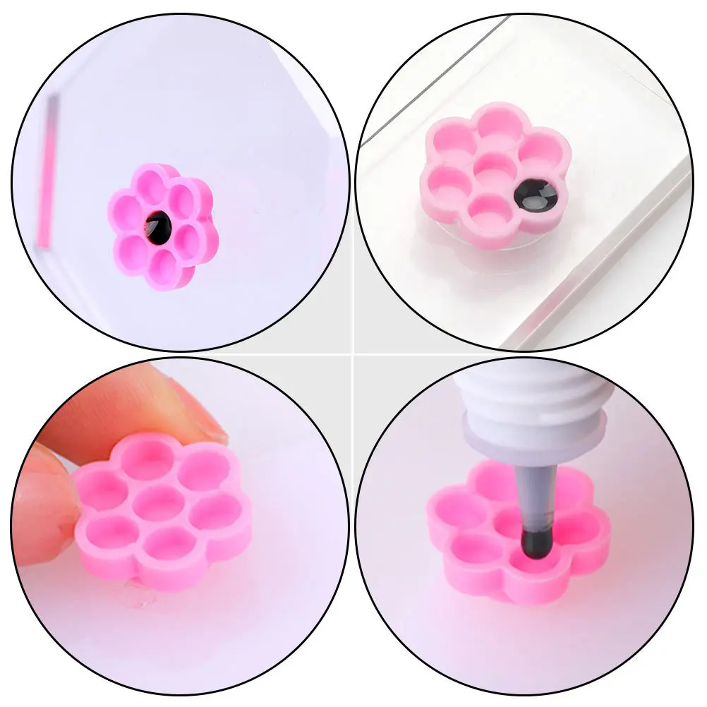 

200pcs Grafting Tool Plastic False Lash Glue Cup Pink Anti-Drying Groove Durable Eyelash Extension Supply Salon Beginners