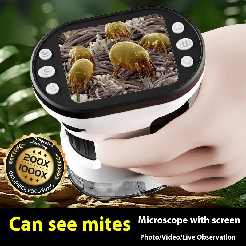 Kids Microscope Biological Kit 1000x Magnifier 200 Megapixels with LED Photo Video Function Educational Toy Science for Children