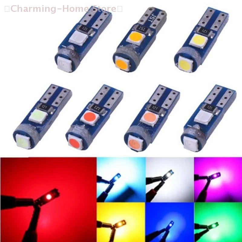 【M】10Pcs T5 3030 3SMD LED Bulb Car Interior Light High Bright Dashboard Warming Indicator Wedge Auto Instrument Lamps