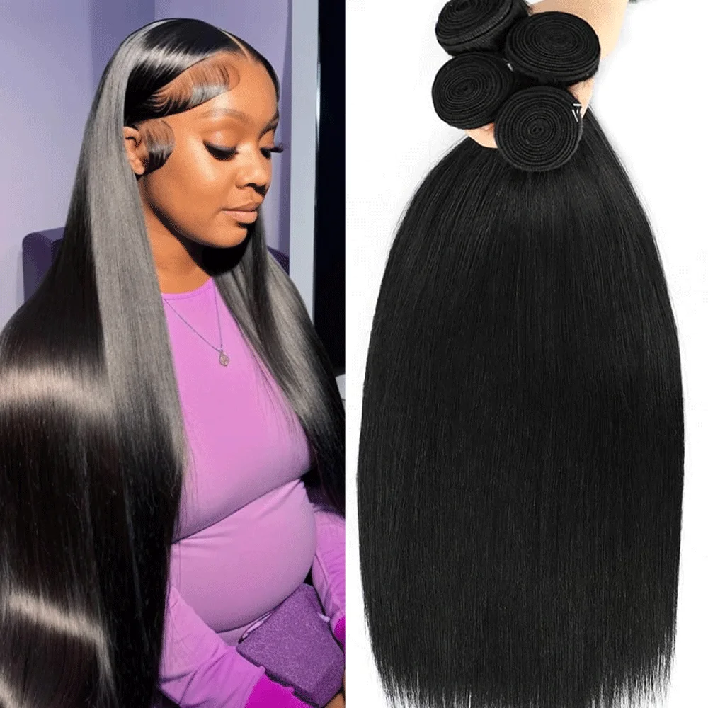 

12A Straight Human Hair Bundles Straight Human Hair 100% Unprocessed Brazilian Virgin Weave Hair 3/4 Bundles Natural Black Hair