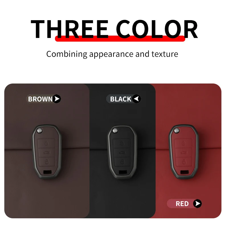 Metal Leather Car Folding Key Case Cover for Peugeot 208 301 308 3008 for Citroen C3 C3L C3-XR C4 Cactus Auto Accessories