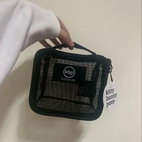 대용량 화장품 가방 여행용 손잡이 체크 패턴 네트 화장품 가방 메이크업 백 화장 가방 메이크업 백 화장 가방