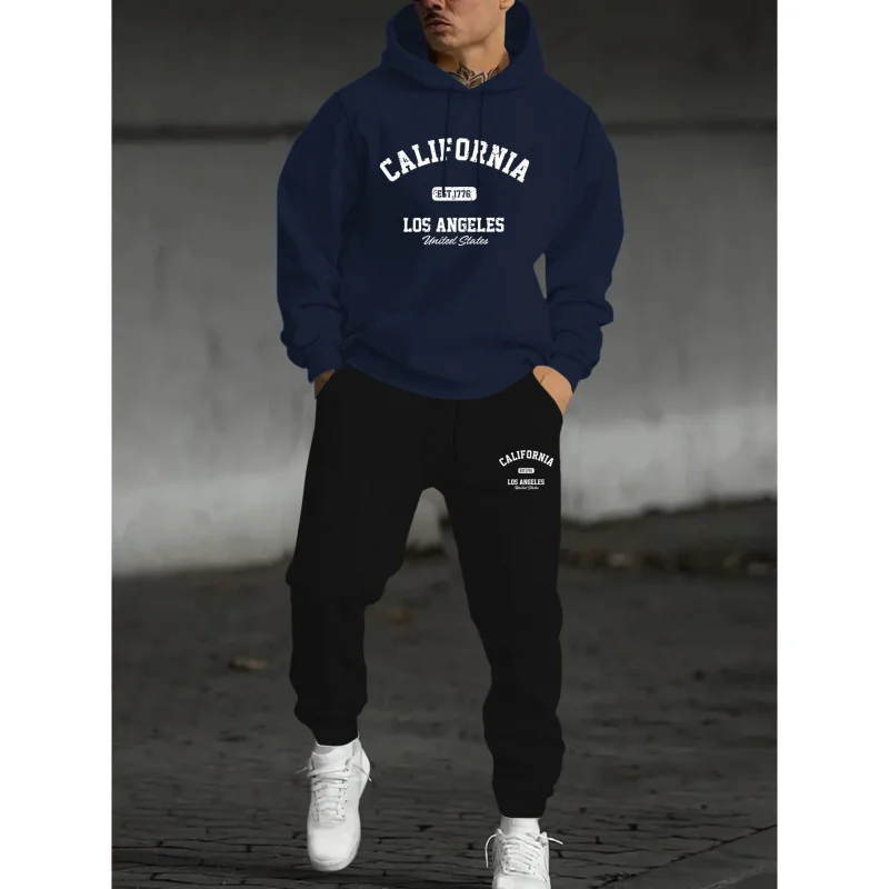 

American-Style Heavy-Weight Hooded Sweatshirt For Men, New Spring And Autumn Pullover Top, And Unique Sweatpants Sports Suit