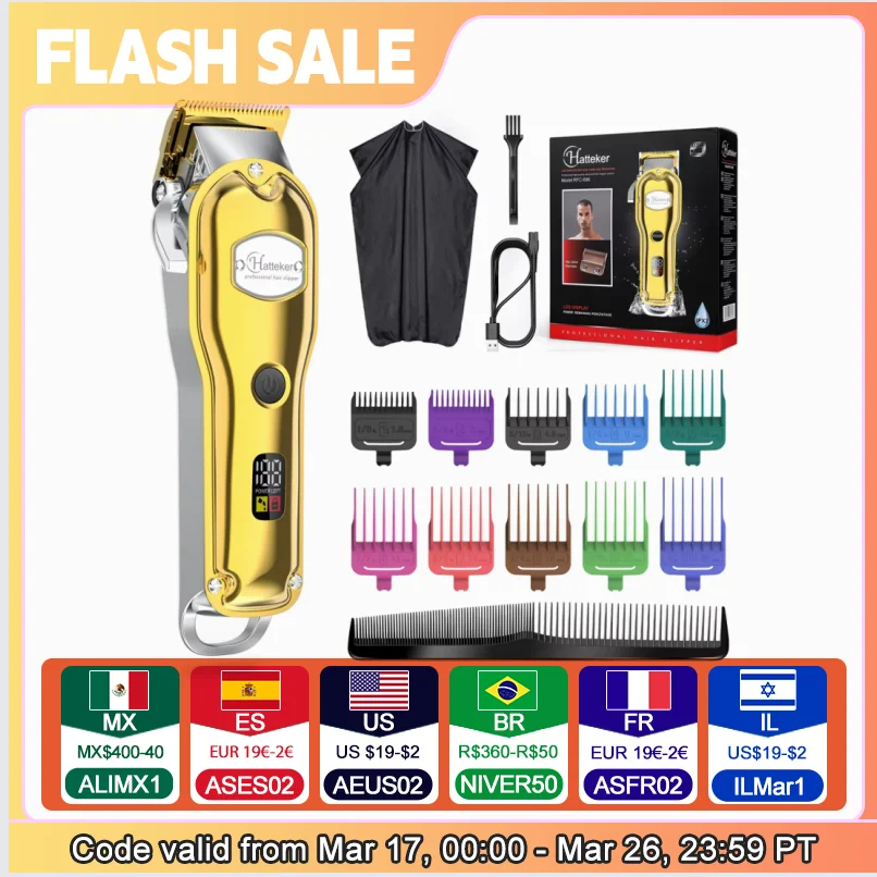 Hatteker رجل مقص الشعر أداة تهذيب اللحية الشعر المتقلب للرجال كليبرز اللاسلكي المهنية الحلاقين أدوات للعناية الشخصية