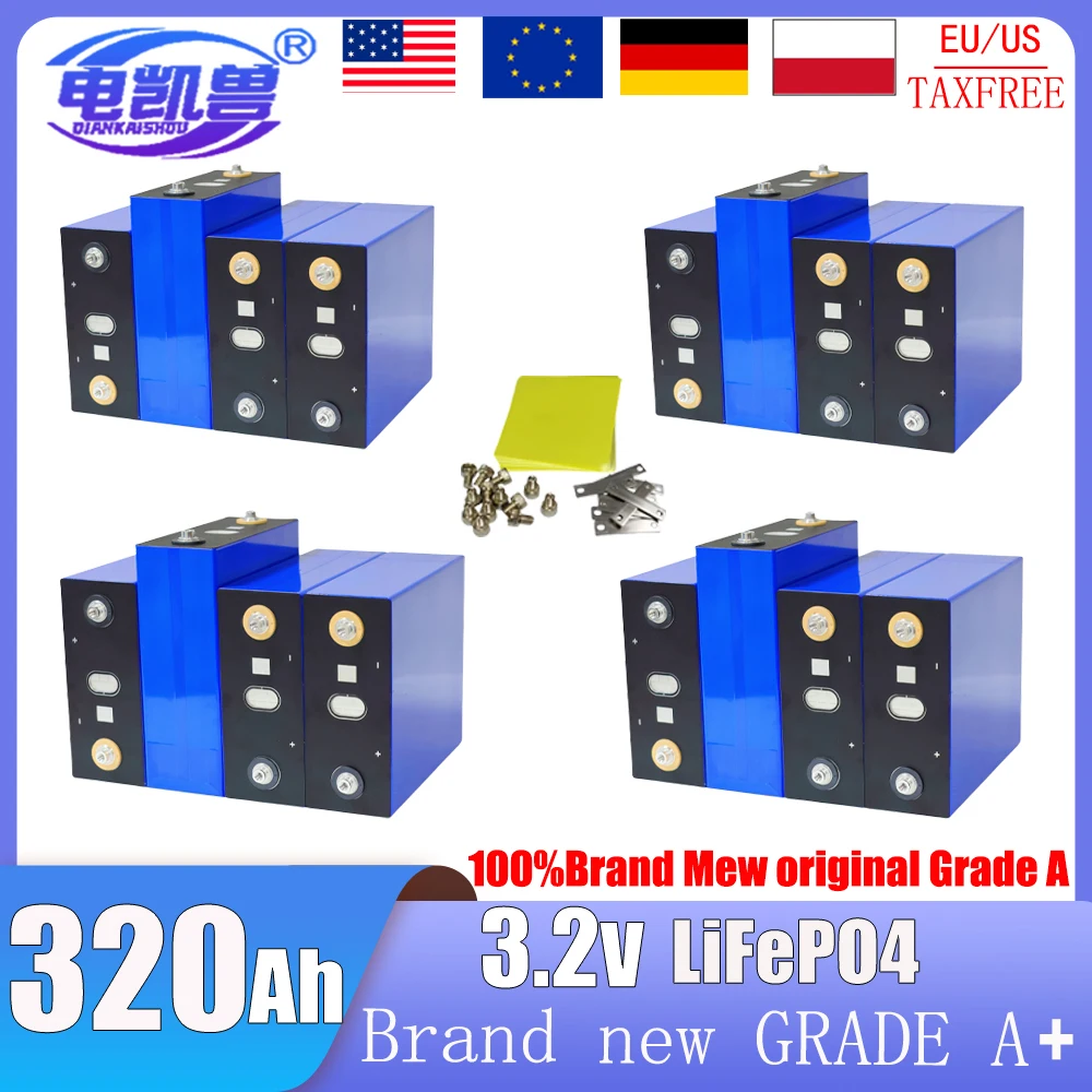 

New3.2V 320AH LifePO4Ironand Lithium Phosphate Battery 3C High Power DIY 12V 24V 48V RV Rechargeable Battery Tax FreeSolarSystem
