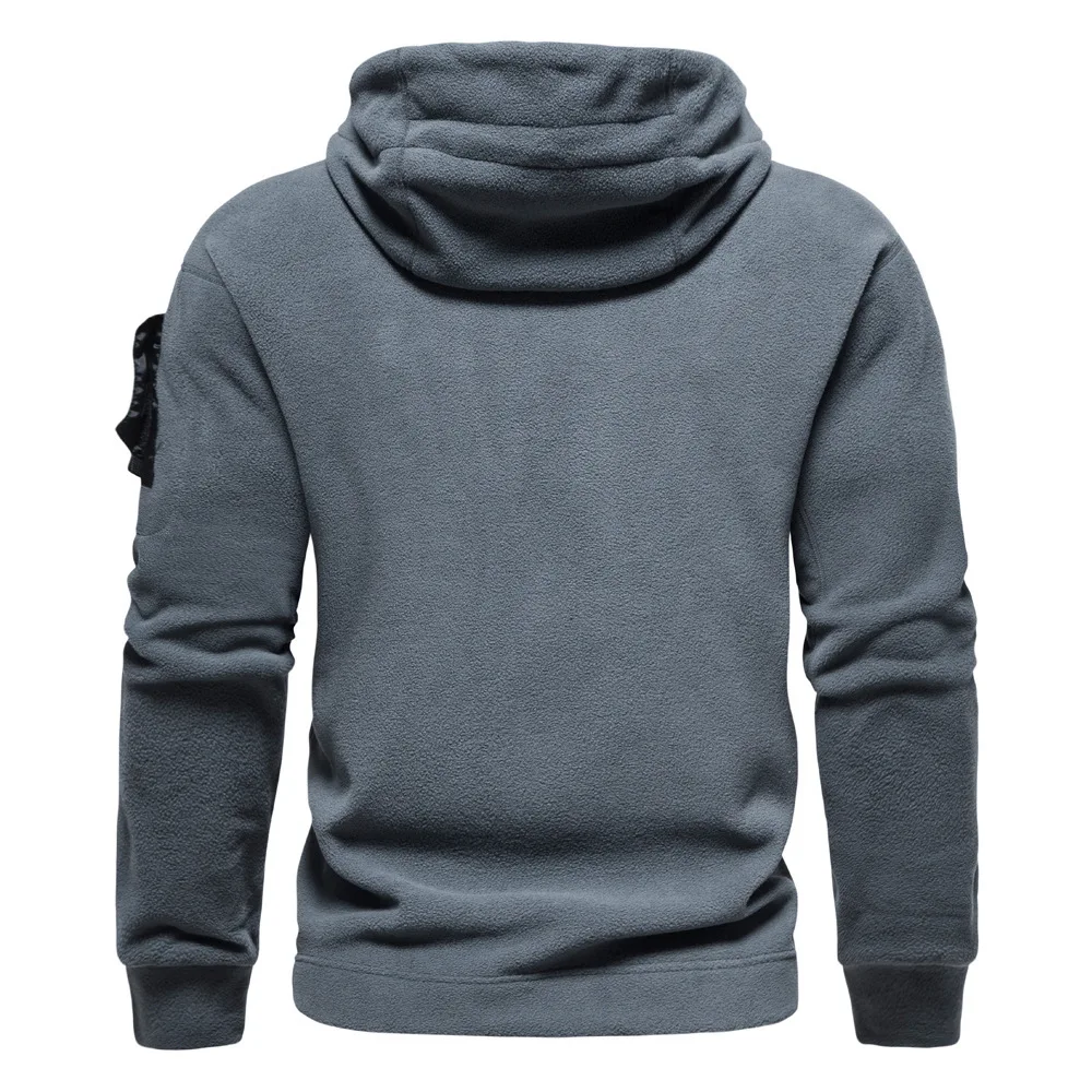 Spring Autumn And Winter Outdoor Fleece Hooded Sweater Men\'s Sports Breathable Loose Casual Solid Color Full -Sleeved Hoodie