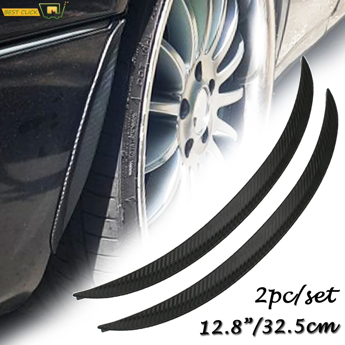 Universal Carbon Fiber Wheel Eyebrow Arch Fender Flares Cover Trim Mudguards Protective Lip Strips Mud Flaps Car Accessories
