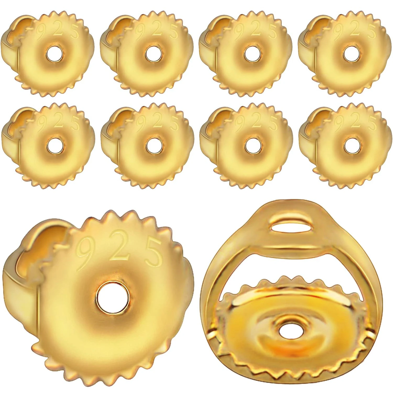 

12pcs18K Golden Plated Round Earring Backs Hypoallergenic Brass Ear Stoppers Clutches Screw Earring Safety Backs Replacements