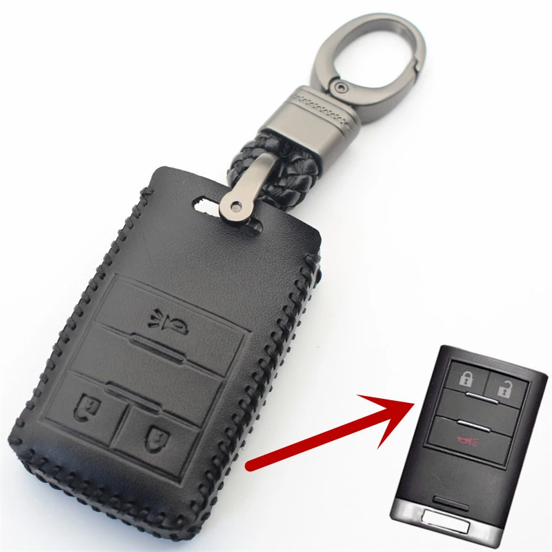 Genuine Leather Keyless Entry Smart Key Case Cover For Chevrolet Captiva 2014-2016 Malibu Trax