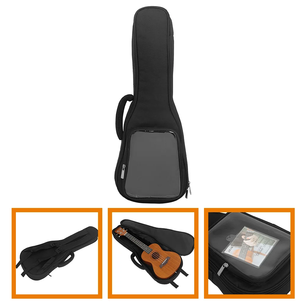 

Ukulele Bag 23 Inch Transparent Side Pocket Green Oxford Cloth Waterproof Padded Carrying Case Storage Solution Musical