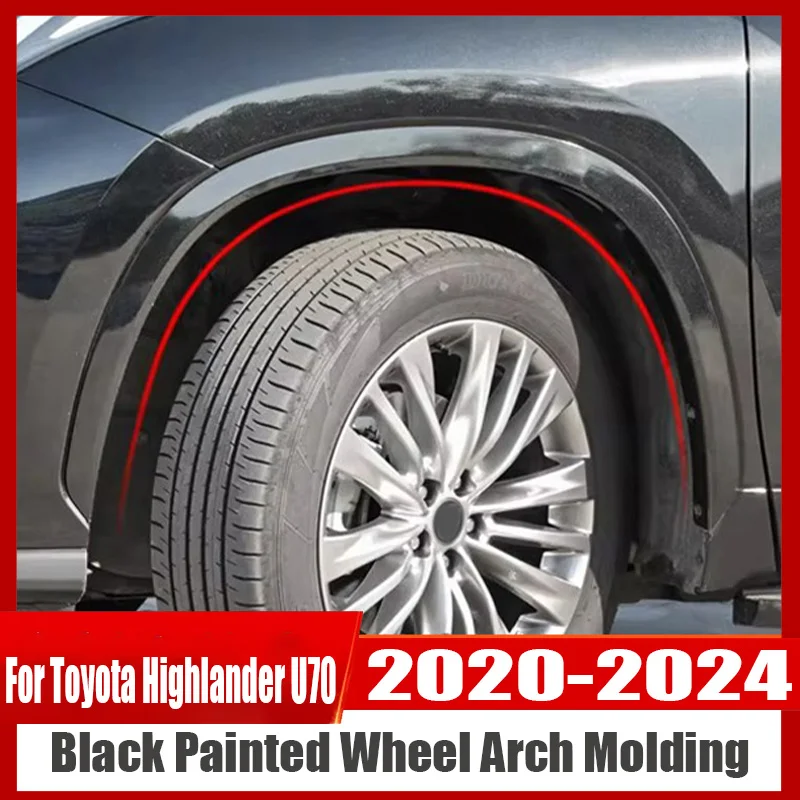For Toyota Highlander U70 2020 2021 2022 2023 2025 Gloss Black Painted Wheel Arch Molding eyebrow Fender Trim modification Parts