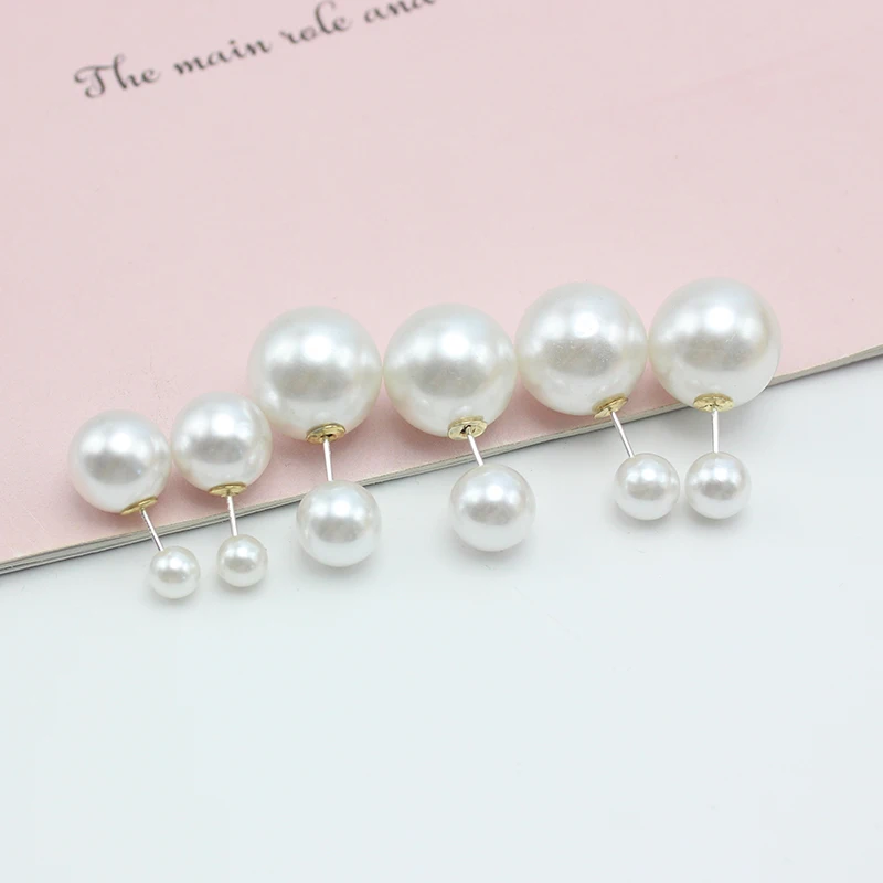 Double 16mm Big Imitation Pearl Stud Earrings Women White Round Ball Brincos Wedding Jewelry Birthday Friend Christmas Gift