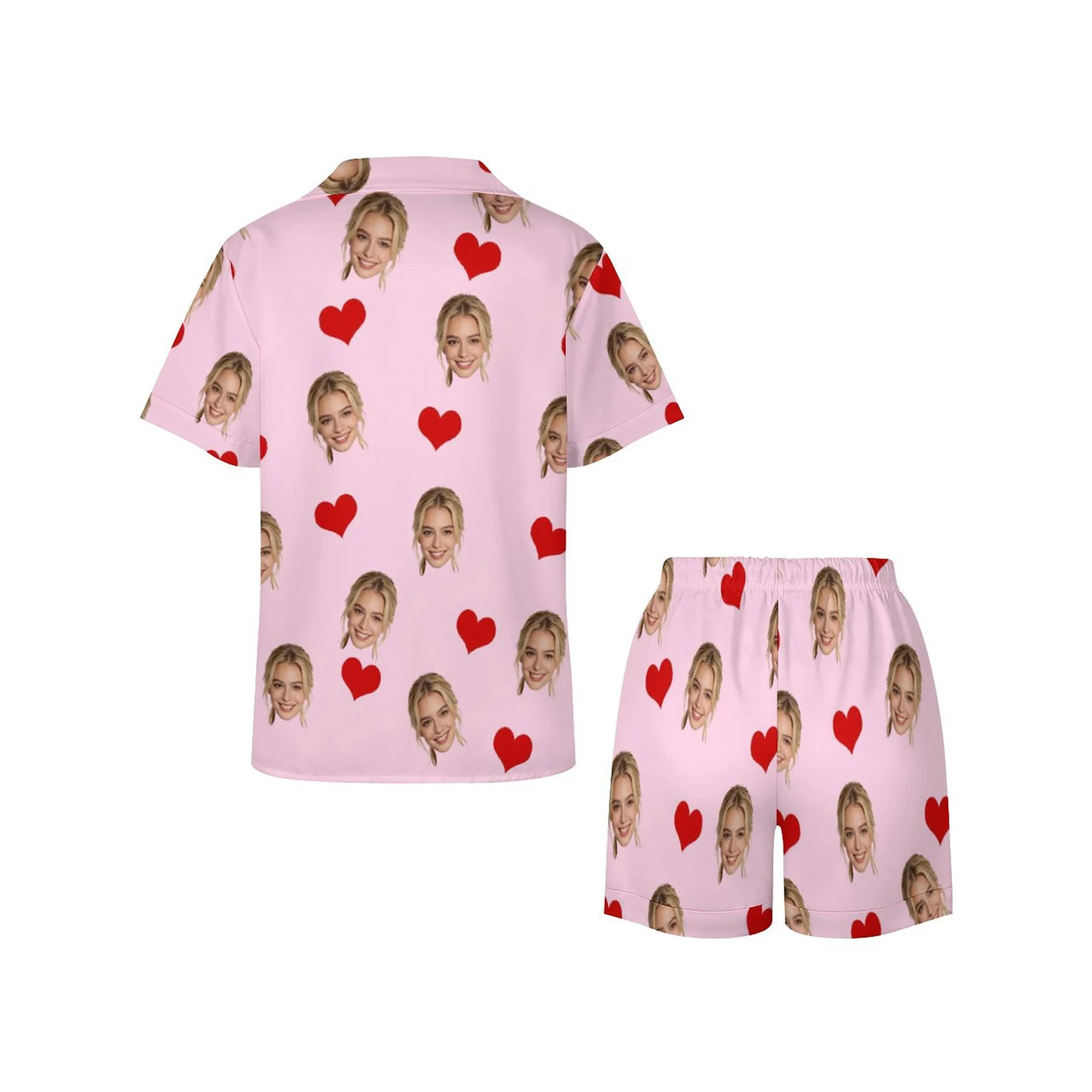 Custom Women's Summer Face Sleepwear Loungewear Custom Women's Short Sleeve Sleepwear Set Personalized Face Pajamas Cool Summe image 6