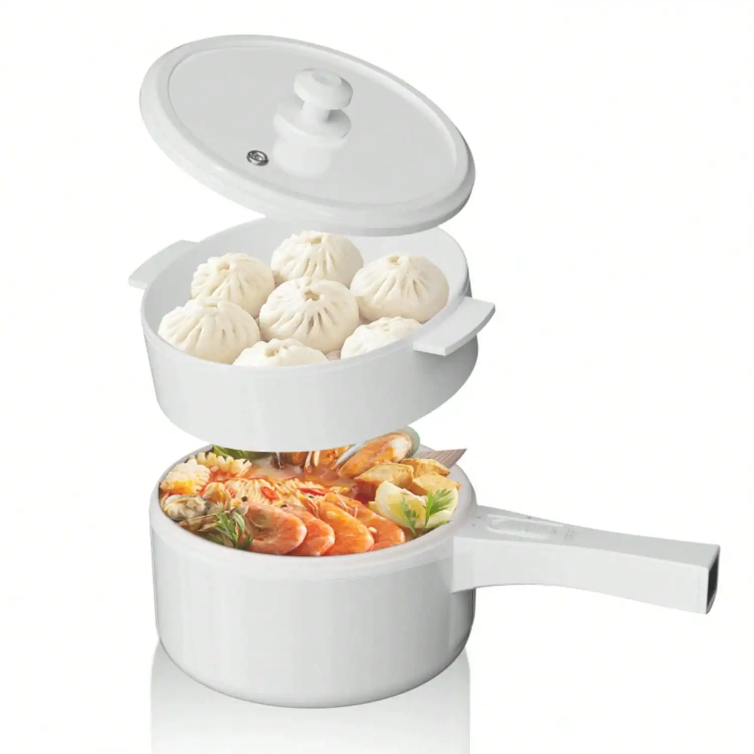 

Hot Pot Electric With Steamer, 50.72oz Non-Stick Saucepan, Versatile Electric Cooker For Noodles, Steaks, Eggs & Pasta, D