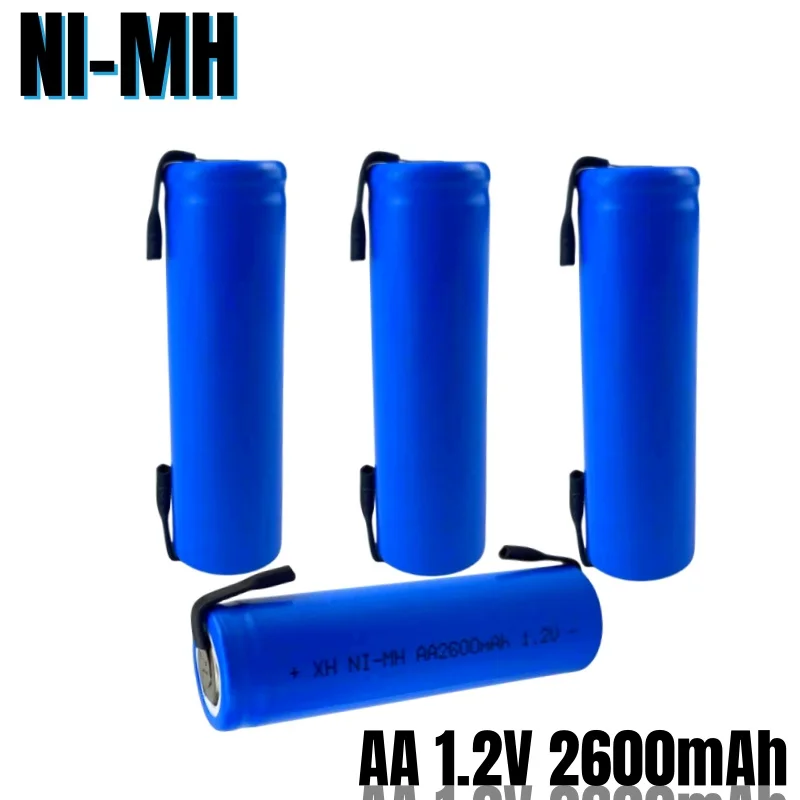 

1.2V AA Rechargeable Battery 2600mah NI-MH Cell Blue shell with Solder Tabs for Philips Electric Shaver Razo Toothbrush