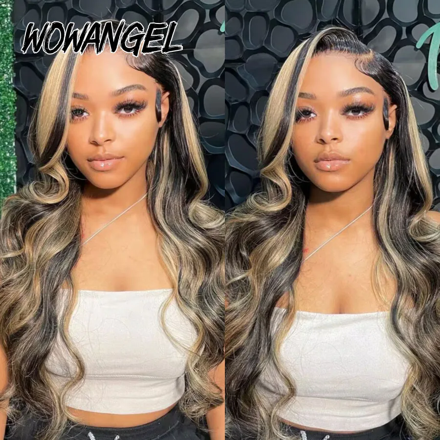 Wow Angel-Perruques Body Wave en surbrillance, Perruque à fermeture en dentelle HD, Blond miel, Perruque 250% sans colle, Cheveux humains, Prêt à porter, 34 po, 5x5