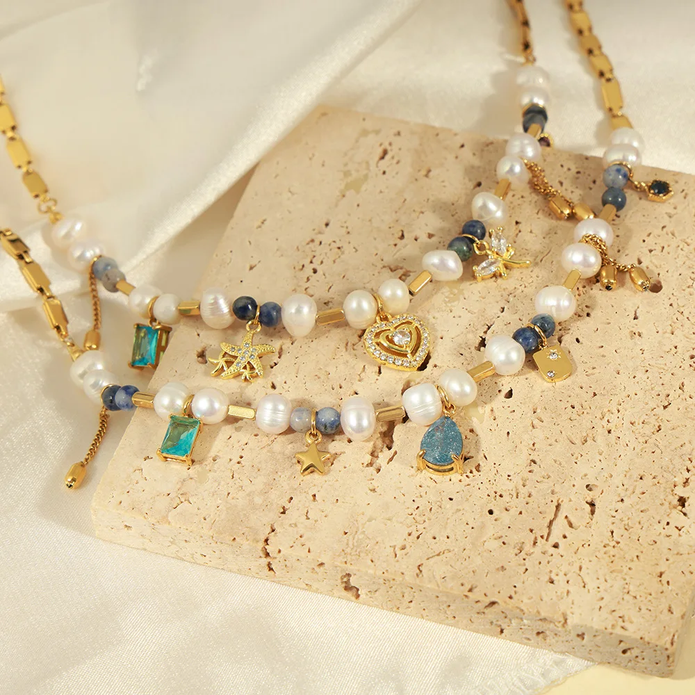 Handmade Summer Travel Jewelry 2024 New Natural Freshwater Pearl Fashion Simple Bear Necklace for Women