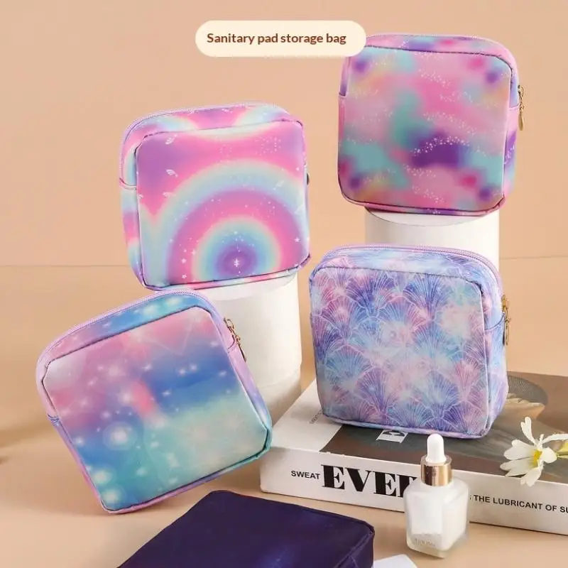 NEW Portable Waterproof Gradient Menstrual Storage Pouch Mini Cosmetic Earphone Bag For Tampons Sanitary Pad Travel Daily Carry