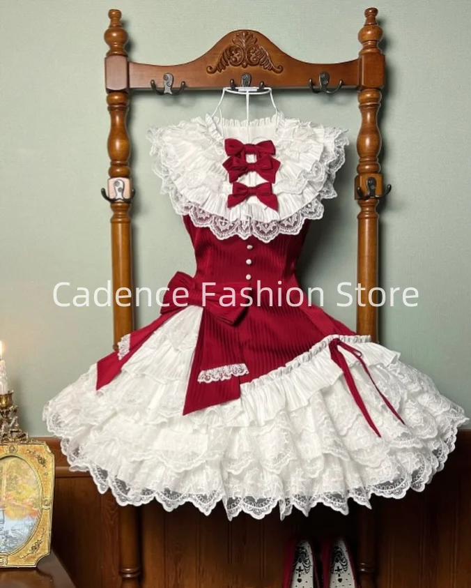 Customized  Sweet Lolita Short Puffy Dresses Strappy Back Cute Bow Delicate Lace Prom Dresses Multicolor