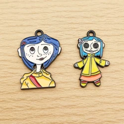 10pcs Anime Cartoon Charm for Jewelry Making Enamel Necklace Earring Keychain Pendant Diy Accessories Alloy Metal Black Plated