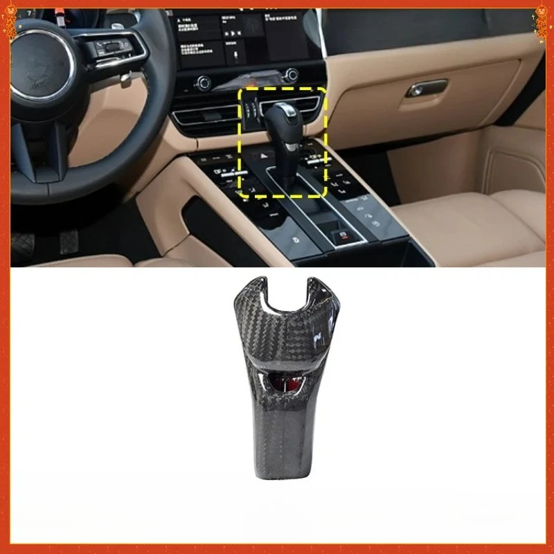 

For Porsche Macan Full - wrapped genuine Real Dry Carbon Fiber gearshift knob head cover automotive interior modification 2022