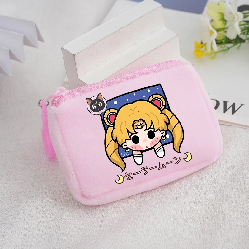 Sailor Moon Children Plush Coin Purse Wallet Boys Girls Mini Cartoon Anime Kawaii Storage Bag Handbag Kids Birthday Cute Gifts