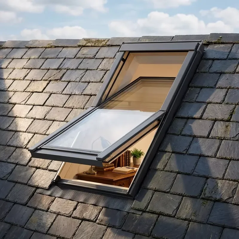 Exquisite Pine Solid Durable Wooden Skylight Window Weatherproof Center Pivot Vertical Opening Rotatable for Residential