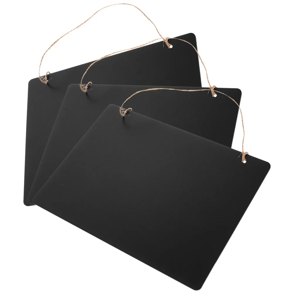 3 Pcs Double Sided Blackboard Signage Blank Wooden Chalkboard Tag Decorate Wall Hanging Notice