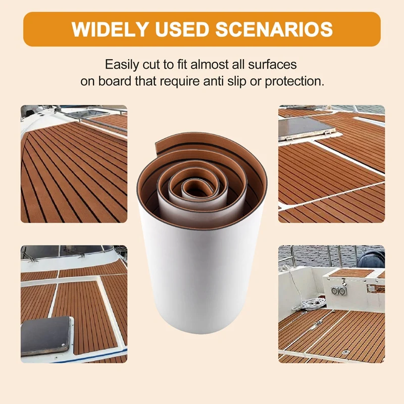 6MM Self Adhesive EVA Foam Teak Sheet Marine Boat Yacht Synthetic Decking Foam Floor Mat Flooring 240X45cm