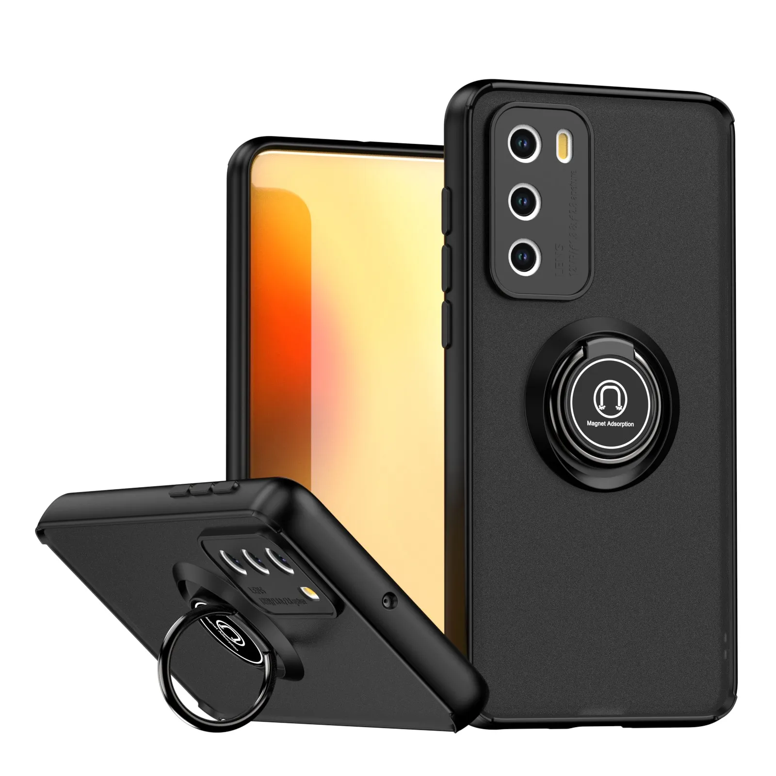 เคสโทรศัพท์หัวเว่ย P40 แบบกันกระแทก พร้อมขาตั้งแม่เหล็กแบบหมุนได้  วัสดุด้าน  พร้อมที่วางนิ้ว