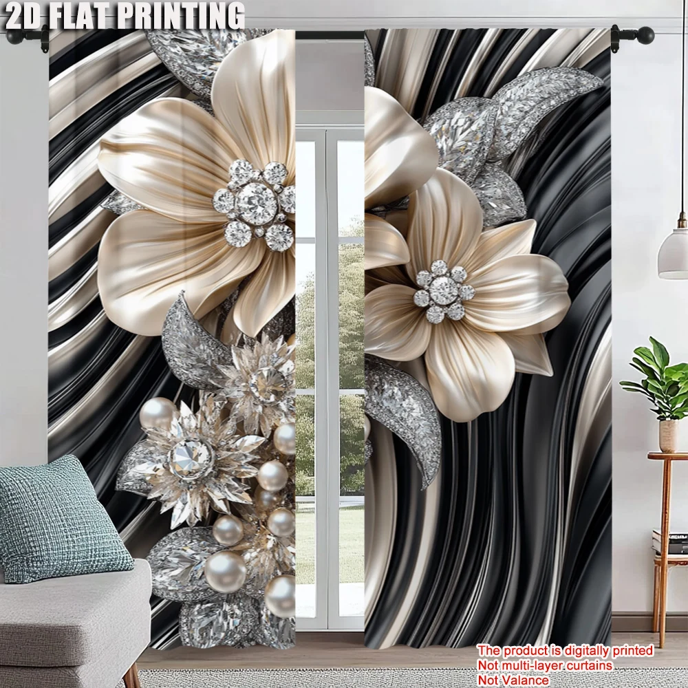 

2Pcs Elegant Antique Flower Window Curtains For Home Decor Suitable For Bedroom Living Room Dining Room Study Office_ai16