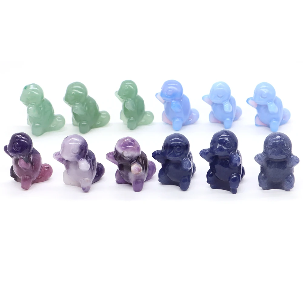 

30mm Cartoon Turtle Figures Natural Stones Carved Anime Statue Collect Healing Crystals Animals Ornaments Kids Christmas Gifts