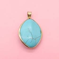 Blue Turquoise Pendants Long Water Drop Heart Charms for Women Necklace DIY Jewelry Making Gift Fashion Jewelry Accessories
