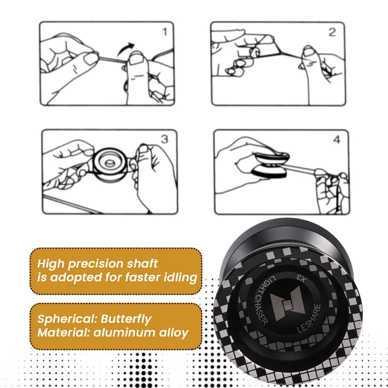 DELAM-não responsivo LIGHT CHASER X3 Yo-Yo competitivo, Yoyo de liga para iniciantes e truques de prática com luva e cordas