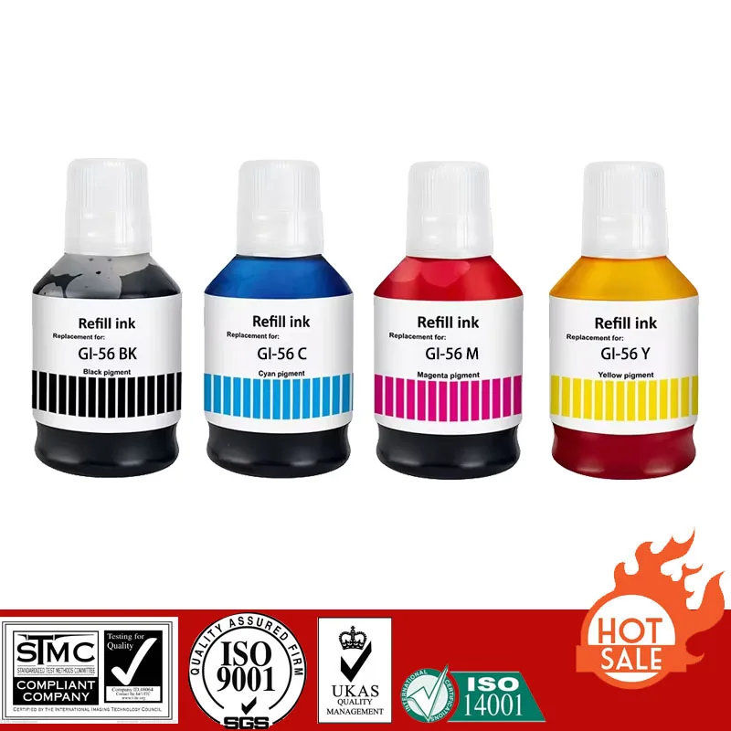 Compatible Refill Pigment Ink For GI-56 GI56, For CANON MAXIFY GX3050/GX4050/GX5050/GX5550/GX6050/GX6550/GX7050 Printer