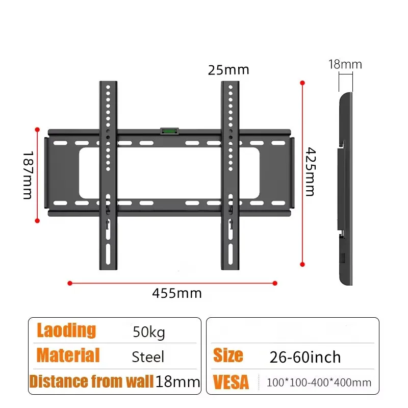 TV Wall Mount Fixed for Most 26