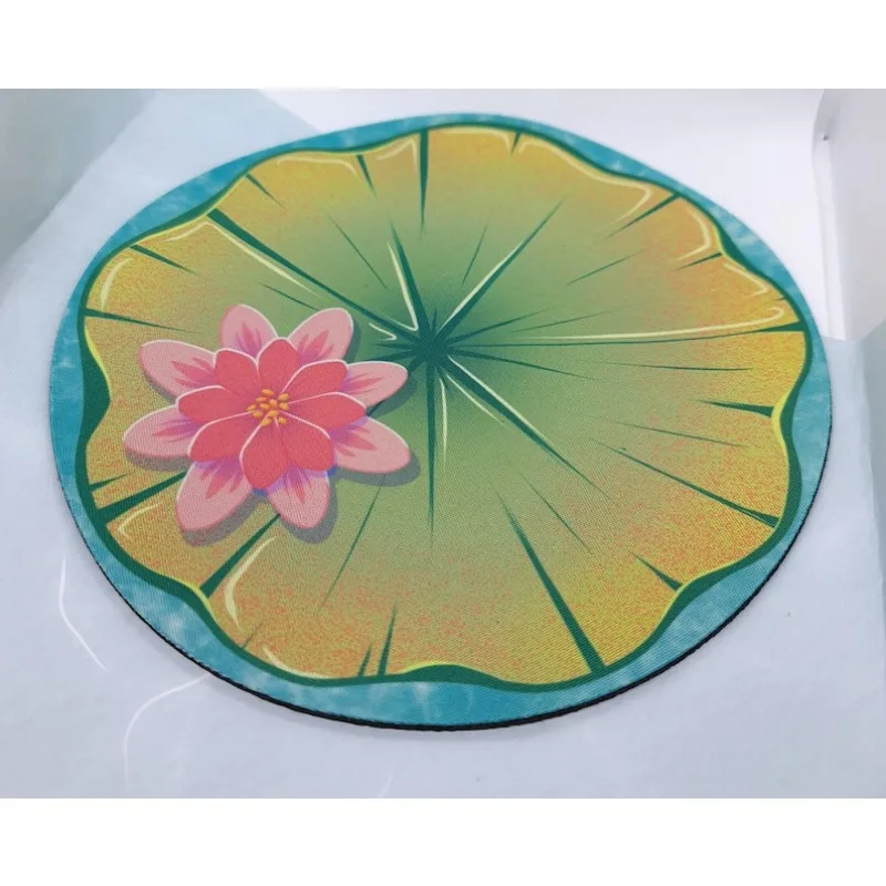 Маленький круглый коврик с зеленой лилией, коврик для мыши «сделай сам», лягушка, искусство, каваи, канцелярские принадлежности, водяные лилии, офисный декор для рабочего стола, аксессуары для стола на заказ