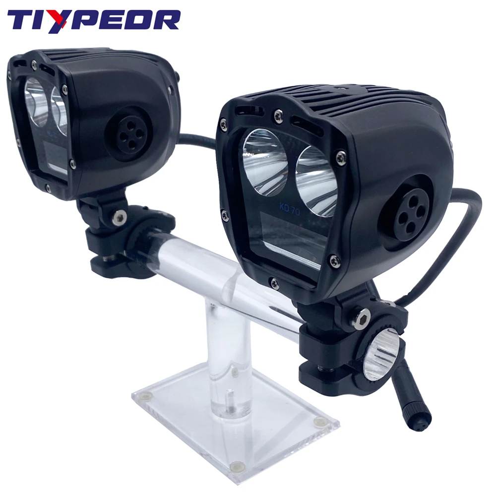 TIYPEOR 140W High Power Motorcycle Auxiliary Spotlight IP68 Waterproof CNC Aluminum Wireless Switch Tangent Hi/Lo Beam Fog Light