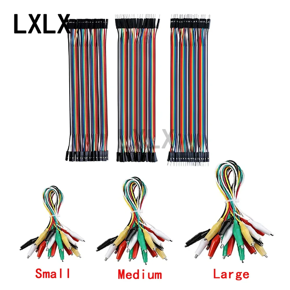 DuPont Wire 40CM 40Pins Male To Male + Male To Female + Female To Female 30 Pieces 3 Kinds of Alligator Clips for DIY Kits