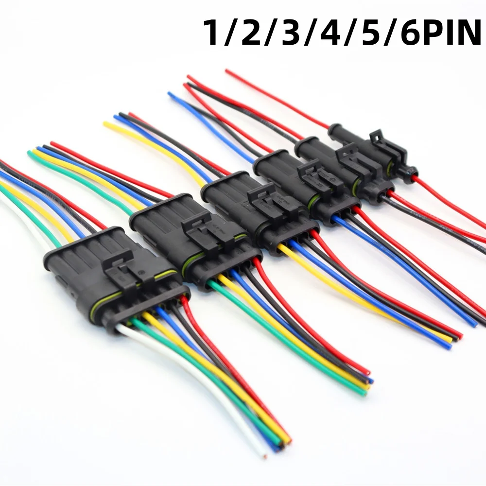 1set AMP 1P 2P 3P 4P 5P 6P Way Waterproof Electrical Auto Connector Male Female Plug with Wire Cable harness for Car Motorcycle