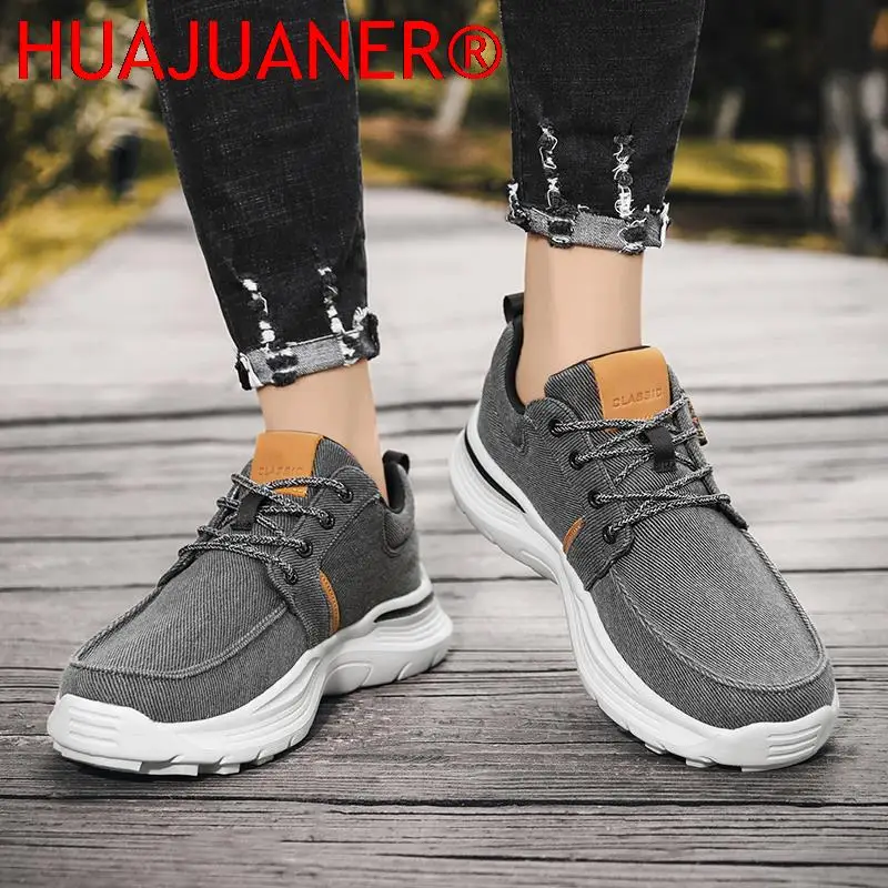 Trending Products Men's Canvas Casual Shoes Lace Up Sneaker for Men Fashion Thick-Soled Dad Shoes Platform Sneakers Big Size 48