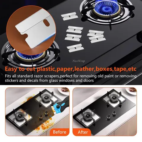 100 st rakblad för rakblad för bilklistermärken, fönsterglas, färgskrapa, rengöringsverktyg, stål, repfria ersättningsblad 10 best sales skrapblad - №6