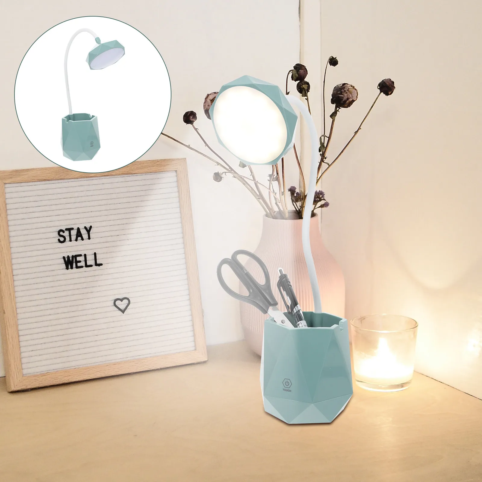 

1Set USB Charging Desktop Lamp Lamp Folding Eye Protection Reading Light Pen Holder Study Room Eye Caring Desk Light