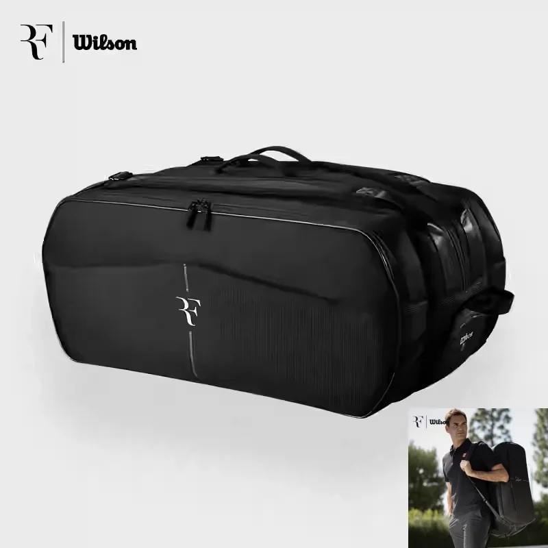 Wilson New 9R Теннисная сумка RF Series Federer Многофункциональная сумка для ракеток большой вместимости может вмещать до пятинадцати теннисных ракеток