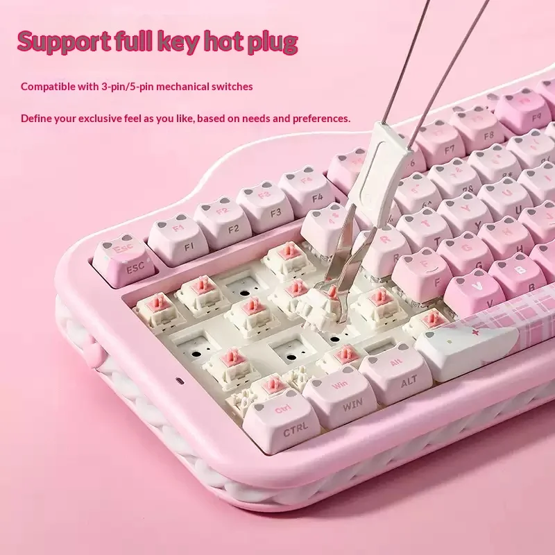 YUNZII C98 Mechanical Keyboard Tri Mode Hot Swap Gasket Wireless Keyboard MAO Profile Side Printed Backlit Keycaps PC GIFTS