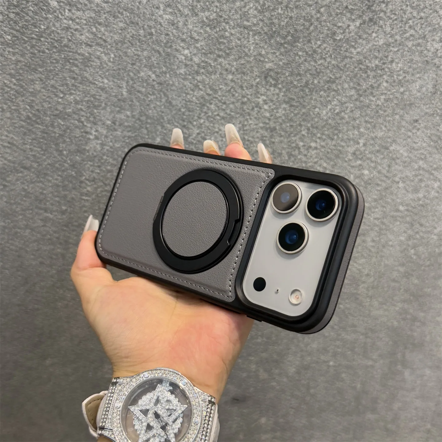 17 ProMax Wax PU Leather Magnetic Charging Phone Case For iPhone 14 15 16 Plus 17 Air 11 12 13 Pro Max 360° Rotating Stand Cover
