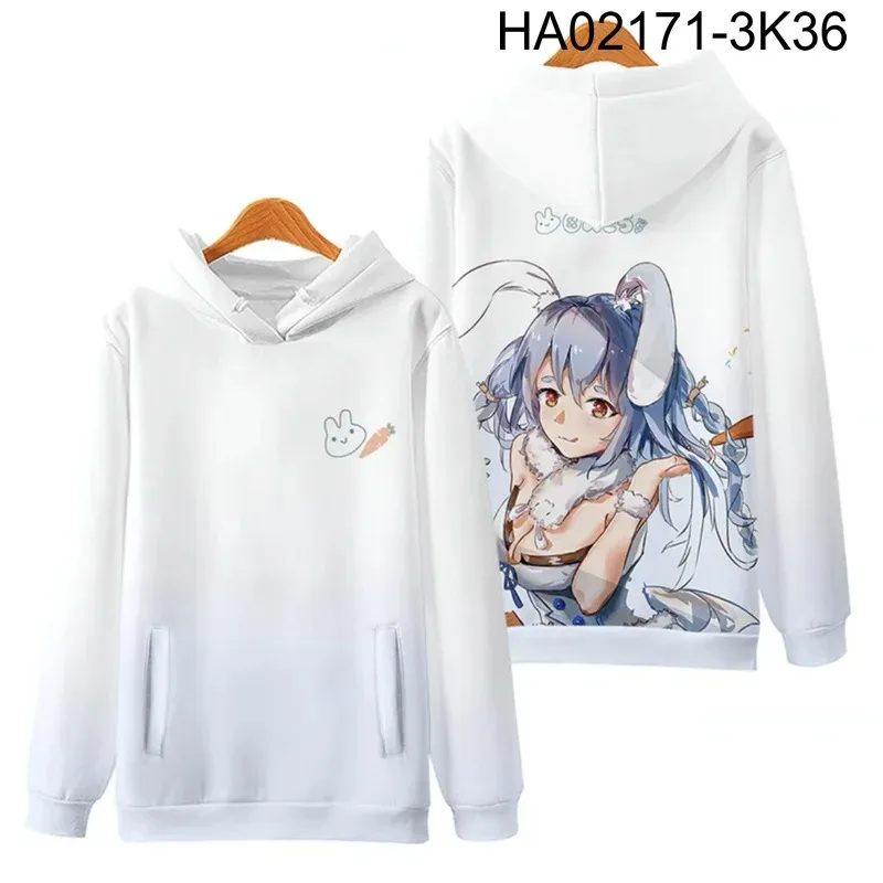 Vtuber used pekora 3d printing man/woman autumn fashion japan harajuku hoodies sweatshirt long sleeves pollover