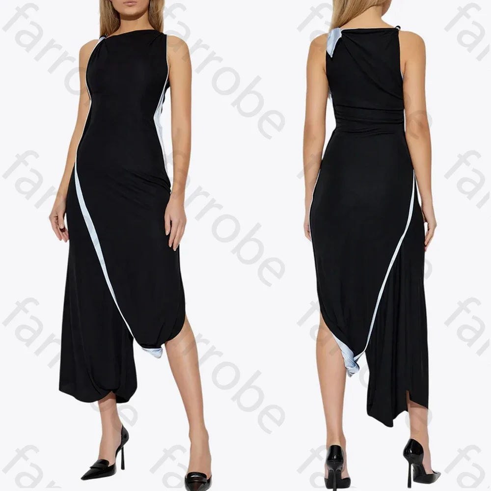

Customized Elegant Asymmetric Wrap Midi Dress A-Line Evening Dresses Formal Exquisite High Quality Prom Party Gowns for Women